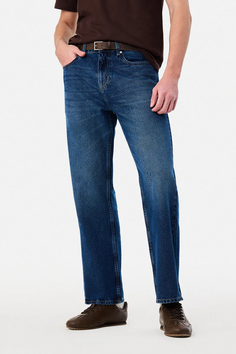 سنيتش Straight Fit Washed Jeans